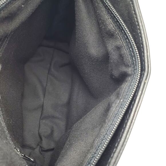 Retro Status Quo Black Leather Purse Vintage Small Minimalist Carry Handbag NYC - Picture 5 of 9